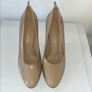 Salvatore Ferragamo Nude Patent Leather Pumps